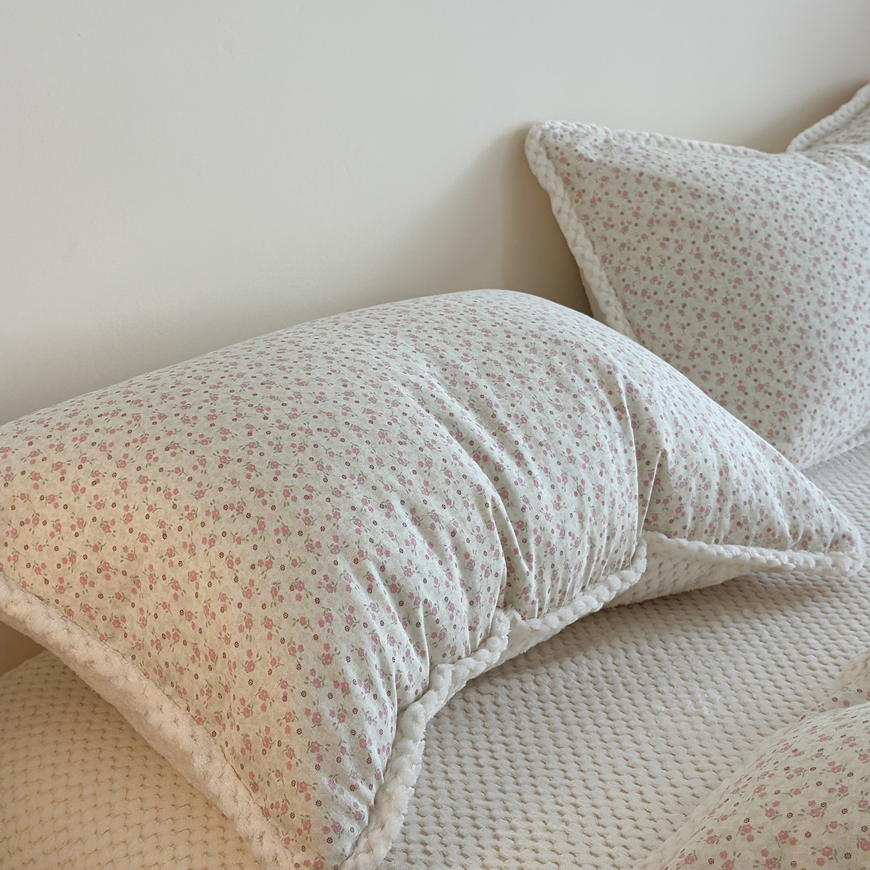 91家纺网 家纺一手货源 找家纺 （总）柚子YOUTH 2025新款全棉双层纱华夫格提花暖绒四件套