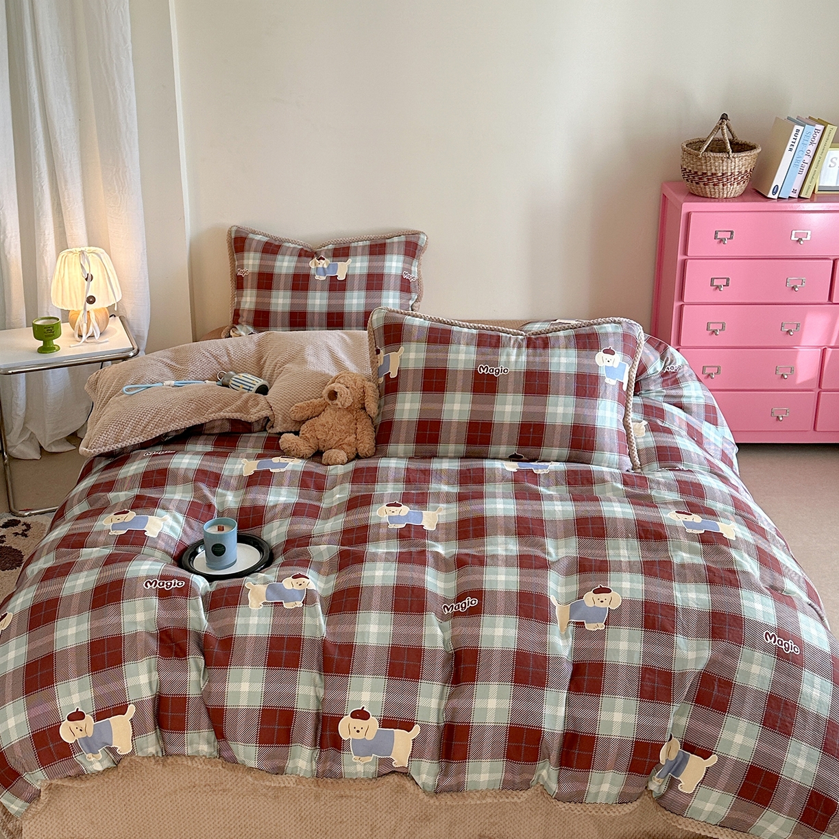 91家纺网 家纺一手货源 找家纺 （总）柚子YOUTH 2025新款全棉双层纱华夫格提花暖绒四件套