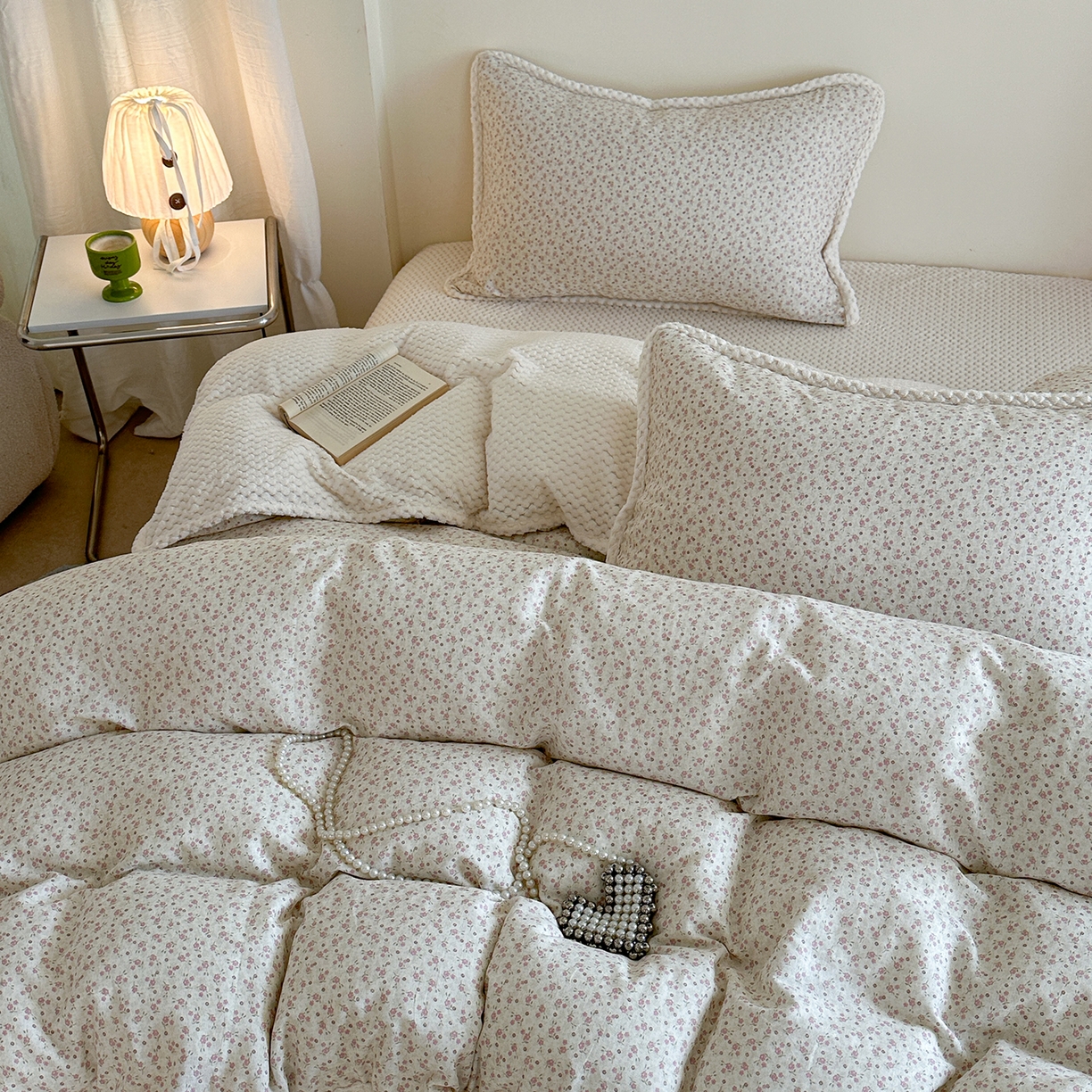 91家纺网 家纺一手货源 找家纺 （总）柚子YOUTH 2025新款全棉双层纱华夫格提花暖绒四件套