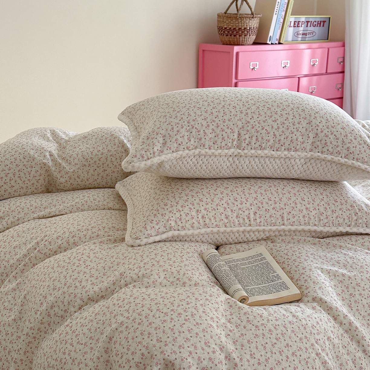 91家纺网 家纺一手货源 找家纺 （总）柚子YOUTH 2025新款全棉双层纱华夫格提花暖绒四件套