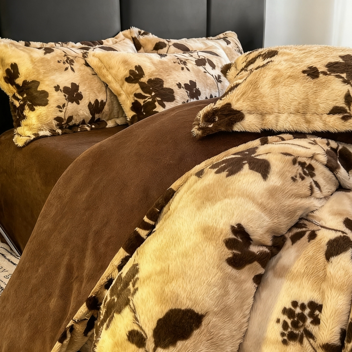 91家纺网 家纺一手货源 找家纺 （总）梦纤绒 2025新款亲肤舒适兔毛印花牛奶绒保暖四件套一美拉德系