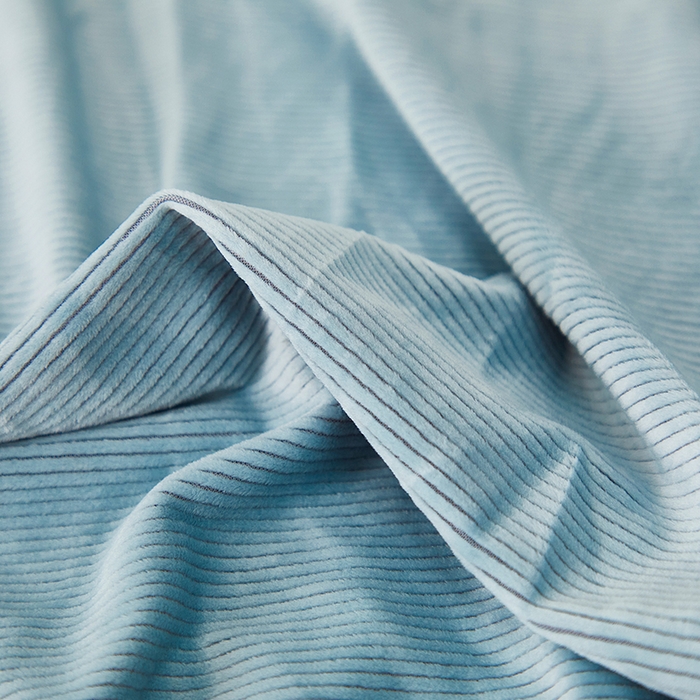 91家纺网 家纺一手货源 找家纺 丝绮鹿 2025新款灯芯绒系列沙发套-竖条-无裙摆 雾蓝