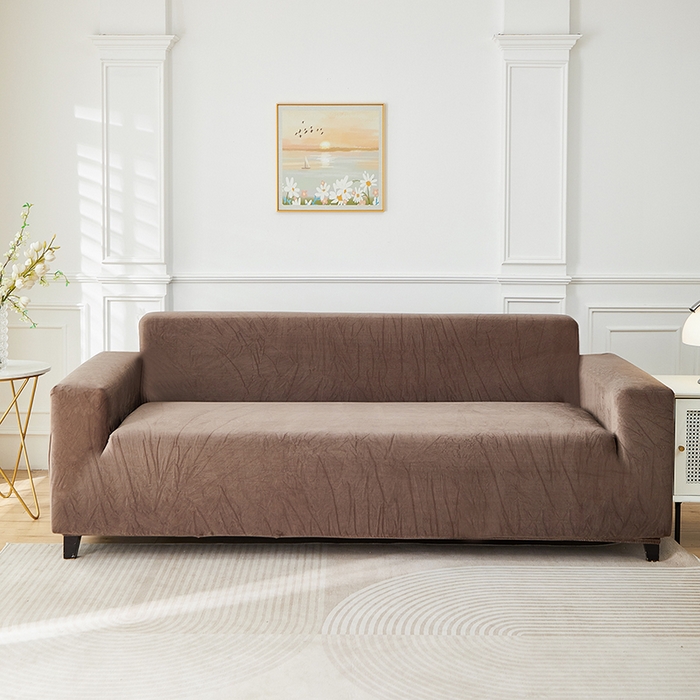 91家纺网 家纺一手货源 找家纺 （总）丝绮鹿 2025新款灯芯绒系列沙发套-竖条-无裙摆