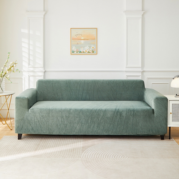 丝绮鹿 2025新款灯芯绒系列沙发套-竖条-无裙摆 青绿