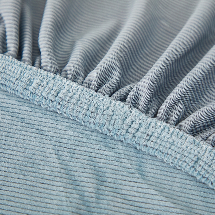 91家纺网 家纺一手货源 找家纺 丝绮鹿 2025新款灯芯绒系列沙发套-竖条-无裙摆 雾蓝