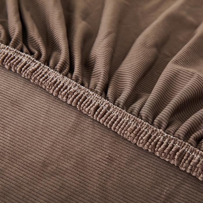 91家纺网 家纺一手货源 找家纺 丝绮鹿 2025新款灯芯绒系列沙发套-竖条-无裙摆 浅咖