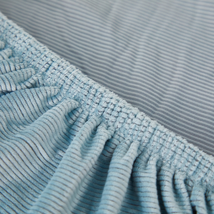 91家纺网 家纺一手货源 找家纺 丝绮鹿 2025新款灯芯绒系列沙发套-竖条-无裙摆 雾蓝