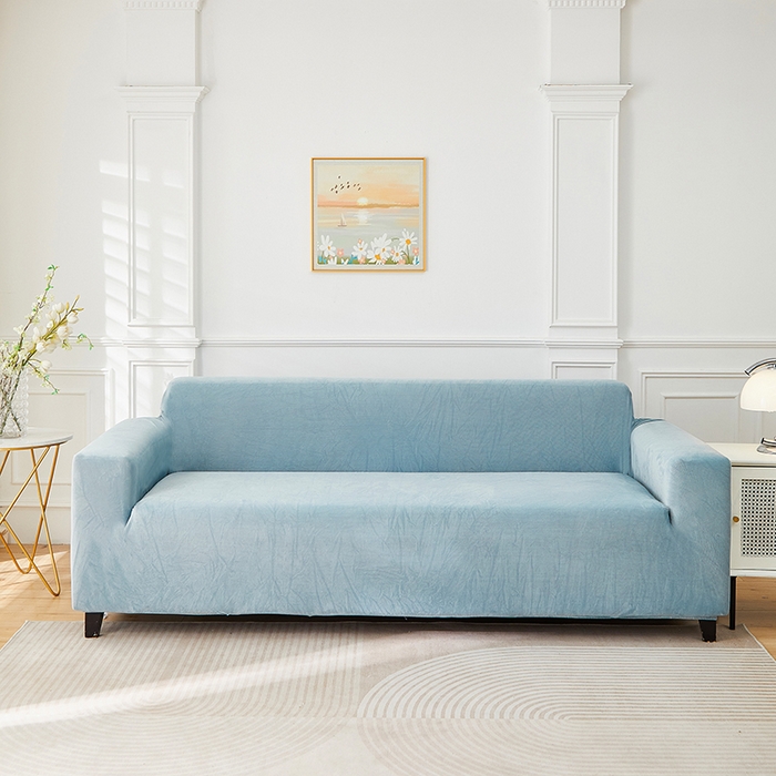 丝绮鹿 2025新款灯芯绒系列沙发套-竖条-无裙摆 雾蓝