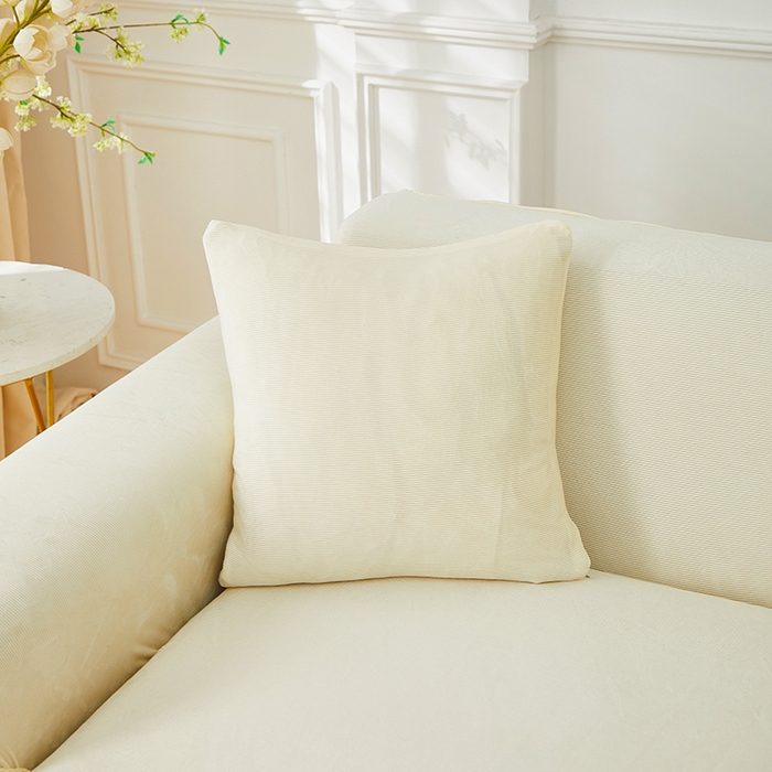 91家纺网 家纺一手货源 找家纺 丝绮鹿 2025新款灯芯绒系列沙发套-竖条-无裙摆 米白