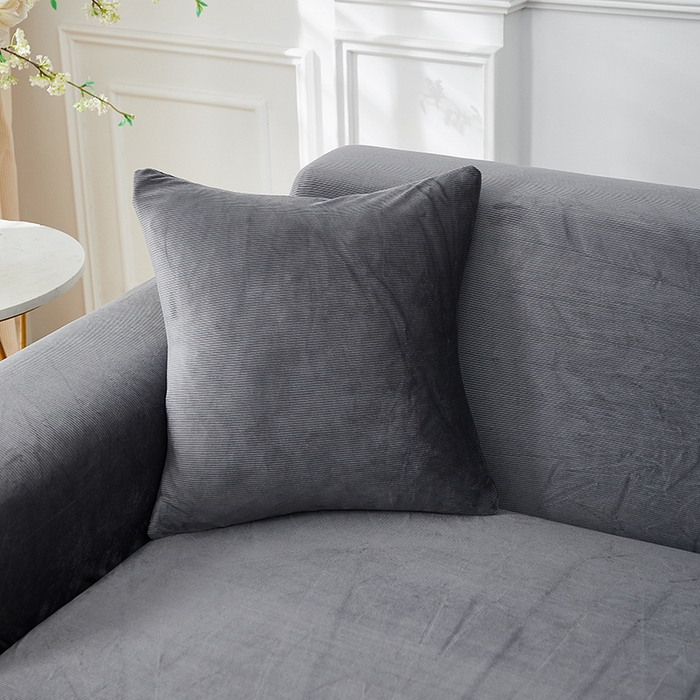 91家纺网 家纺一手货源 找家纺 丝绮鹿 2025新款灯芯绒系列沙发套-竖条-无裙摆 深灰