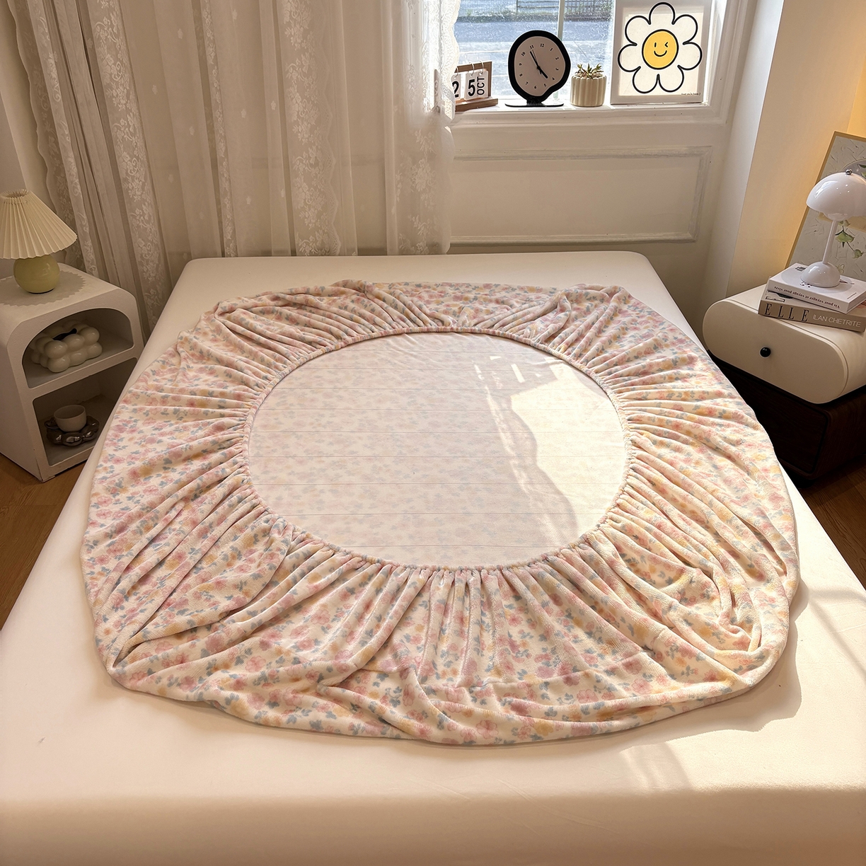 91家纺网 家纺一手货源 找家纺 居眠 2025新款单层印花牛奶绒床笠 单层绒-蔷薇玫瑰