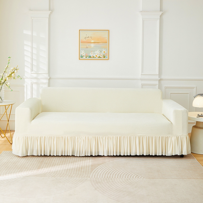 91家纺网 家纺一手货源 找家纺 （总）丝绮鹿 2025新款灯芯绒系列沙发套-竖条-裙摆