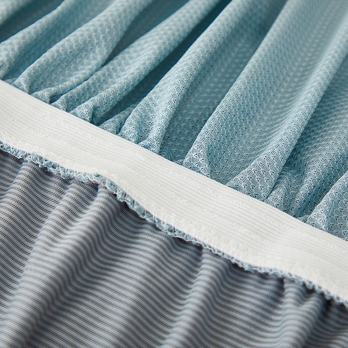 91家纺网 家纺一手货源 找家纺 丝绮鹿 2025新款灯芯绒系列沙发套-竖条-裙摆 雾蓝