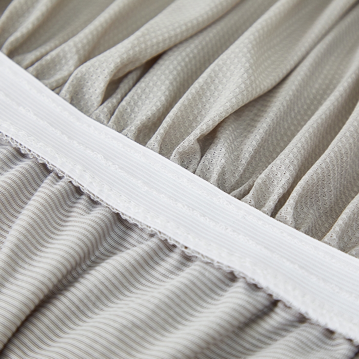 91家纺网 家纺一手货源 找家纺 丝绮鹿 2025新款灯芯绒系列沙发套-竖条-裙摆 浅灰