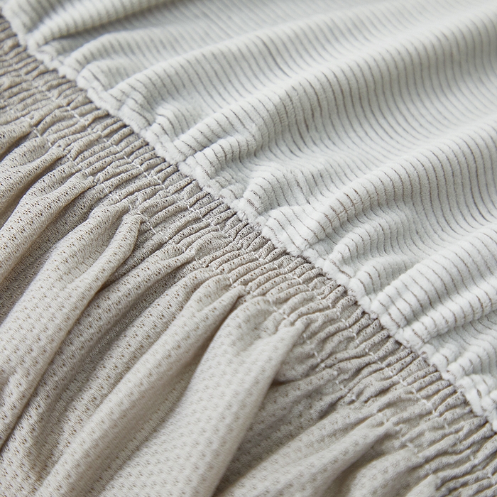 91家纺网 家纺一手货源 找家纺 丝绮鹿 2025新款灯芯绒系列沙发套-竖条-裙摆 浅灰