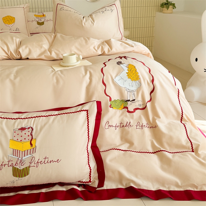 91家纺网 家纺一手货源 找家纺 （总）甜咪咪婚庆 2025秋冬新品居家长绒棉全棉60支小清新纯棉四件套-波比可可