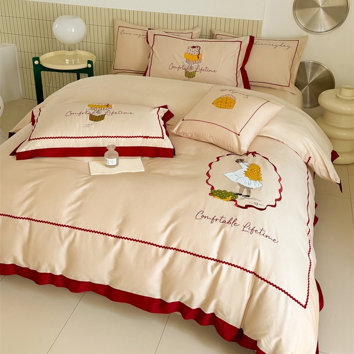 （总）甜咪咪婚庆 2025秋冬新品居家长绒棉全棉60支小清新纯棉四件套-波比可可