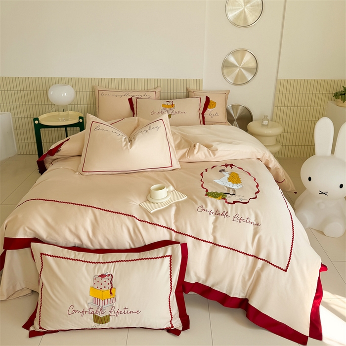 91家纺网 家纺一手货源 找家纺 （总）甜咪咪婚庆 2025秋冬新品居家长绒棉全棉60支小清新纯棉四件套-波比可可