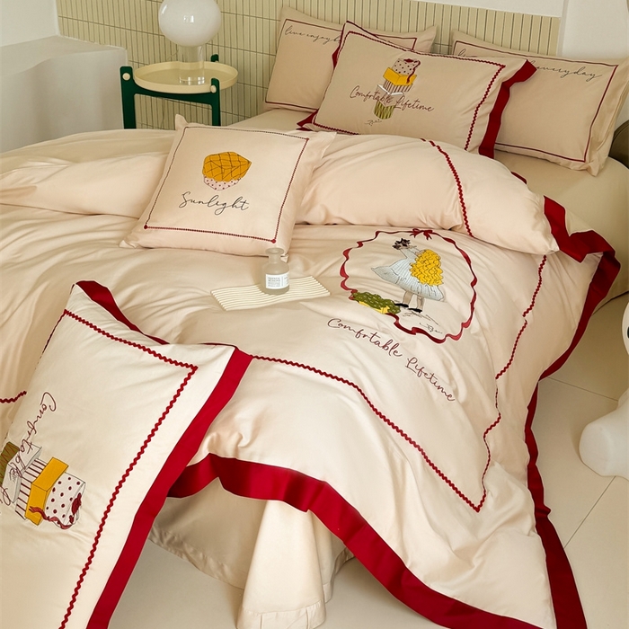 91家纺网 家纺一手货源 找家纺 （总）甜咪咪婚庆 2025秋冬新品居家长绒棉全棉60支小清新纯棉四件套-波比可可