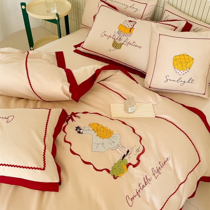 91家纺网 家纺一手货源 找家纺 （总）甜咪咪婚庆 2025秋冬新品居家长绒棉全棉60支小清新纯棉四件套-波比可可