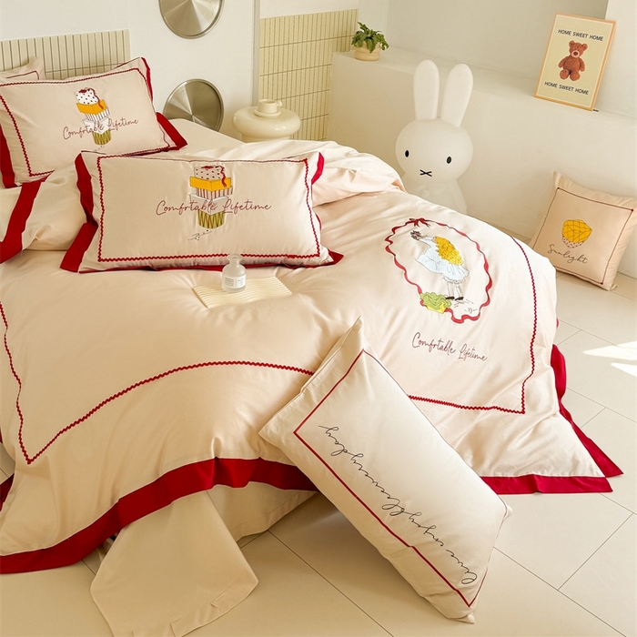 91家纺网 家纺一手货源 找家纺 （总）甜咪咪婚庆 2025秋冬新品居家长绒棉全棉60支小清新纯棉四件套-波比可可