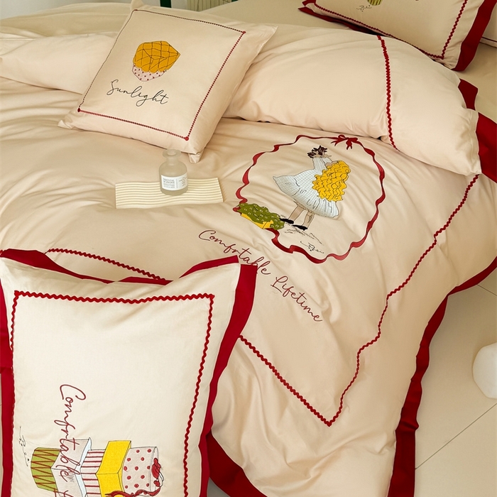 91家纺网 家纺一手货源 找家纺 （总）甜咪咪婚庆 2025秋冬新品居家长绒棉全棉60支小清新纯棉四件套-波比可可