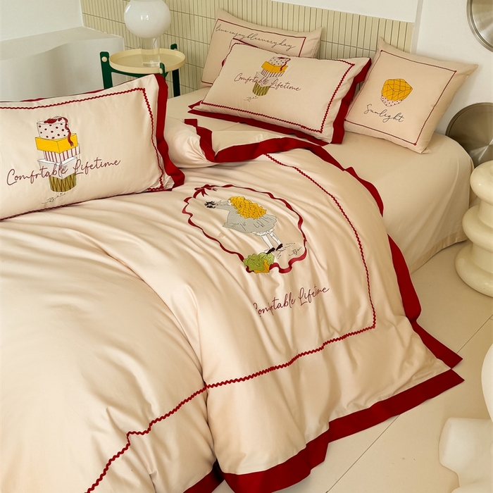 91家纺网 家纺一手货源 找家纺 （总）甜咪咪婚庆 2025秋冬新品居家长绒棉全棉60支小清新纯棉四件套-波比可可