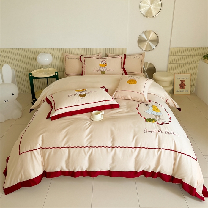 91家纺网 家纺一手货源 找家纺 （总）甜咪咪婚庆 2025秋冬新品居家长绒棉全棉60支小清新纯棉四件套-波比可可