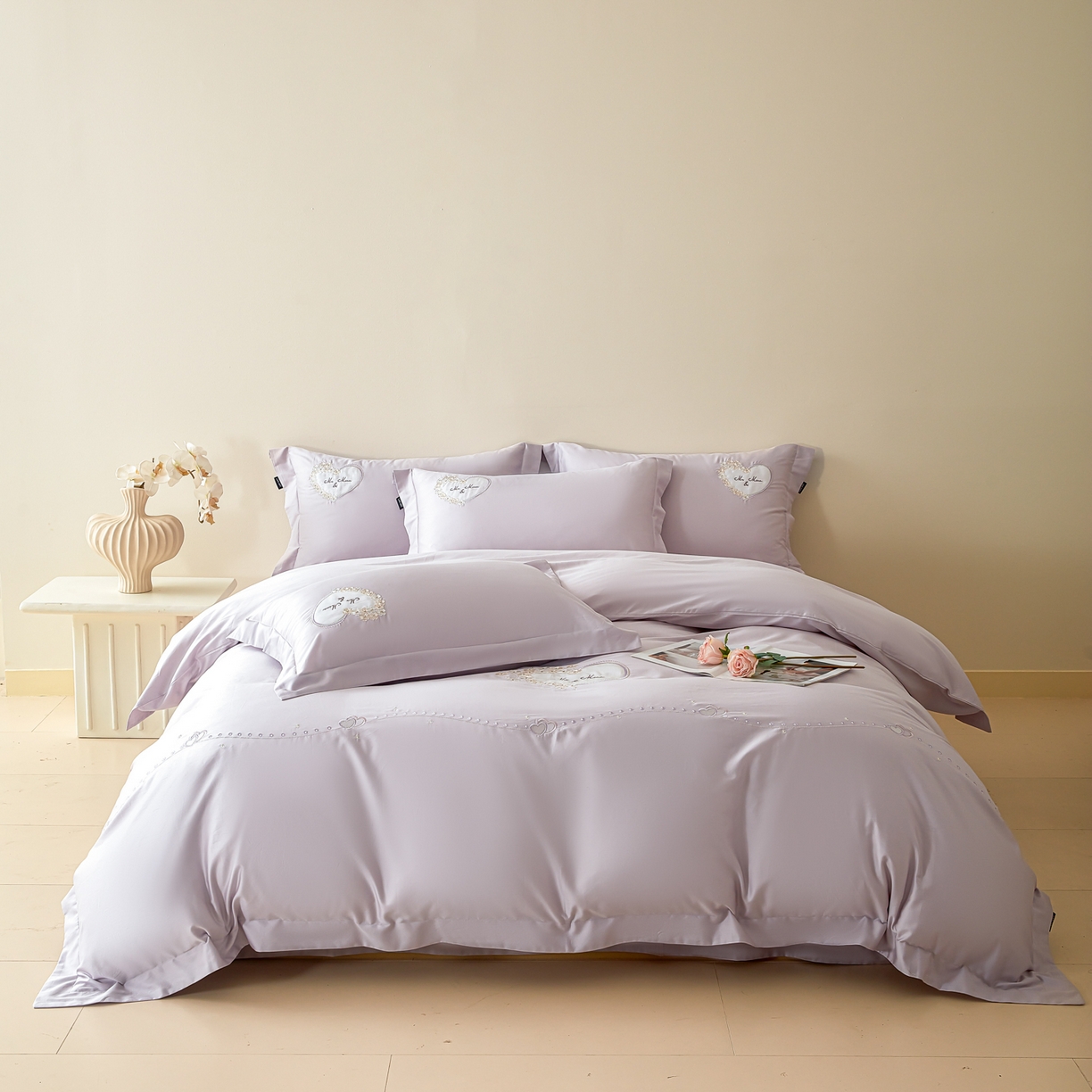 91家纺网 家纺一手货源 找家纺 （总）洺兰家居 2025年新款新疆长绒棉100支刺绣款绣花四件套 小确幸