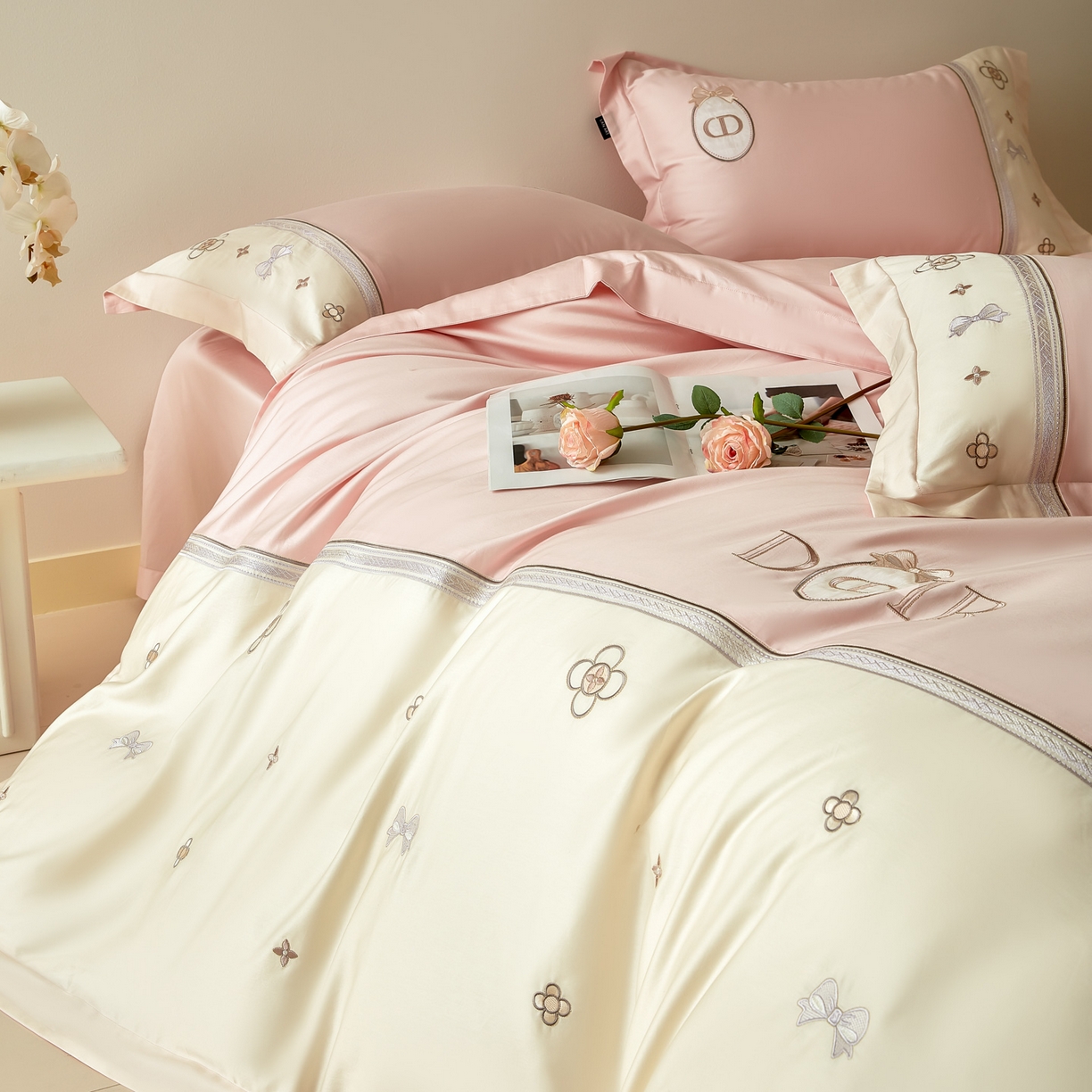 91家纺网 家纺一手货源 找家纺 （总）洺兰家居 2025年新款新疆长绒棉100支刺绣款绣花四件套 戴琳