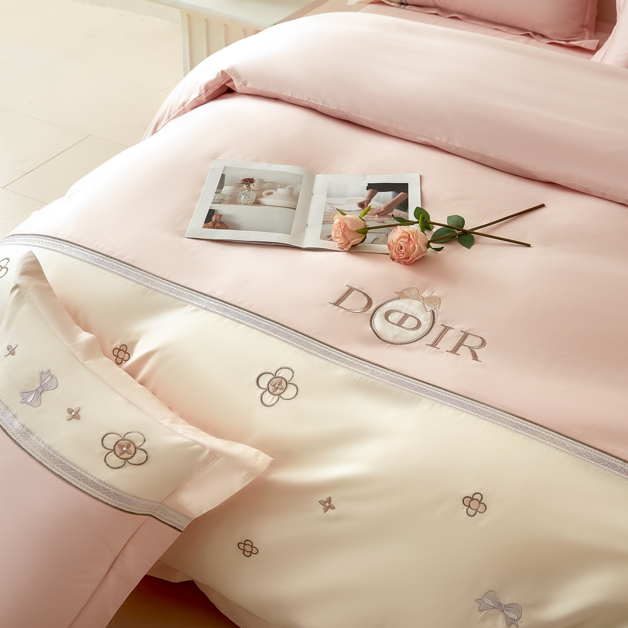 91家纺网 家纺一手货源 找家纺 （总）洺兰家居 2025年新款新疆长绒棉100支刺绣款绣花四件套 戴琳