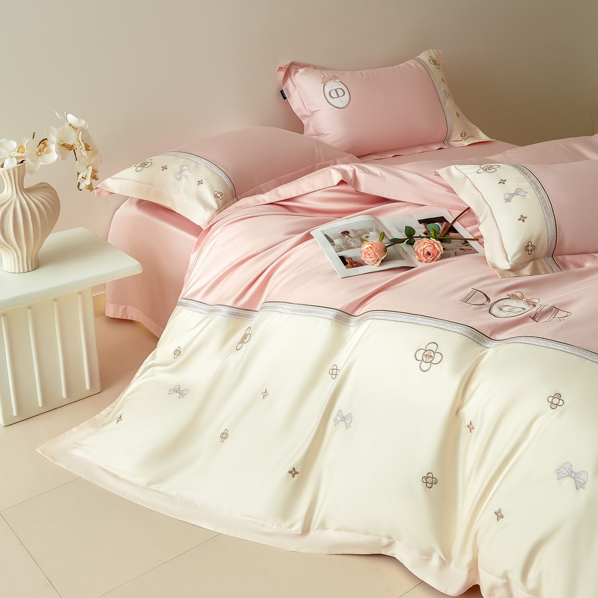 91家纺网 家纺一手货源 找家纺 （总）洺兰家居 2025年新款新疆长绒棉100支刺绣款绣花四件套 戴琳