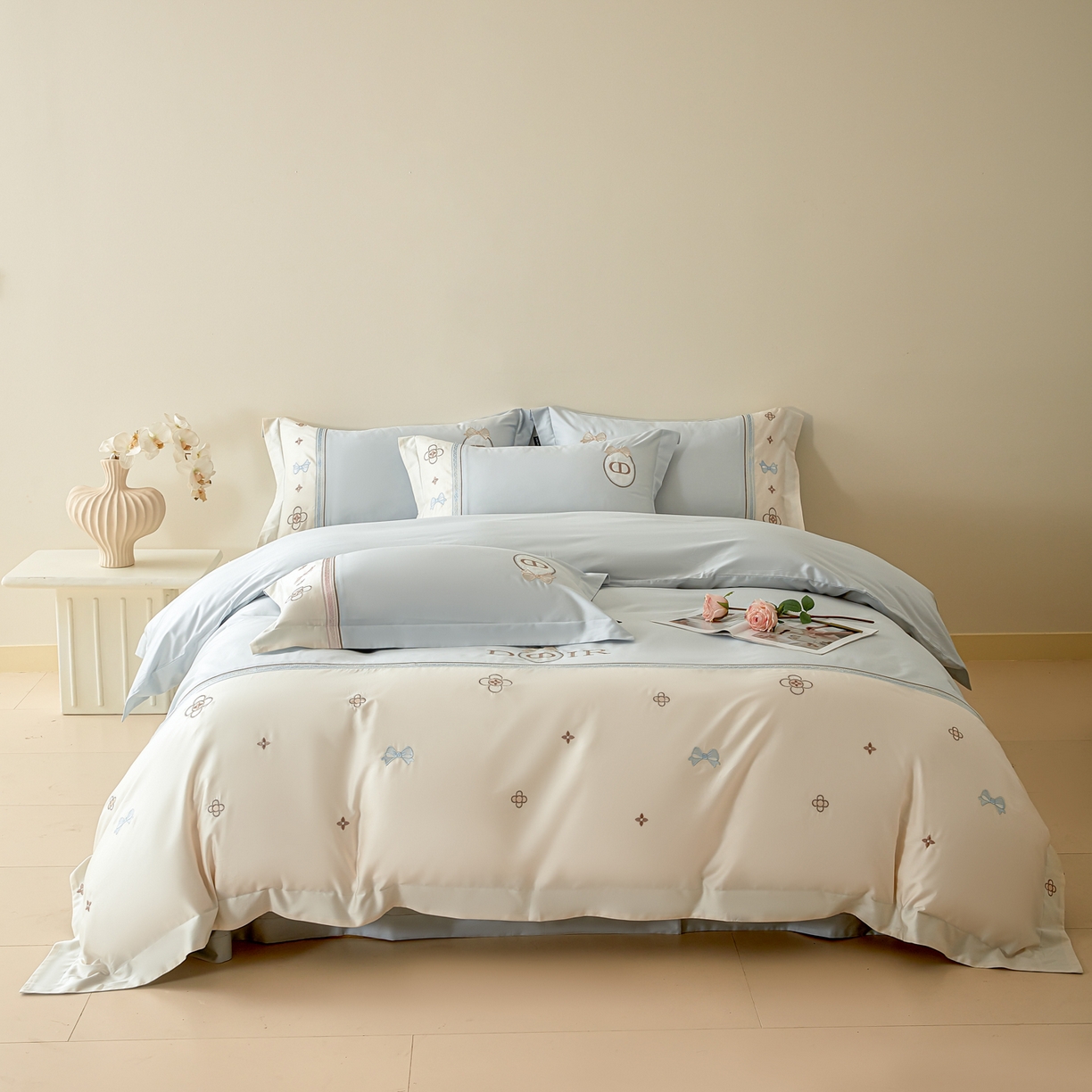 91家纺网 家纺一手货源 找家纺 （总）洺兰家居 2025年新款新疆长绒棉100支刺绣款绣花四件套 戴琳