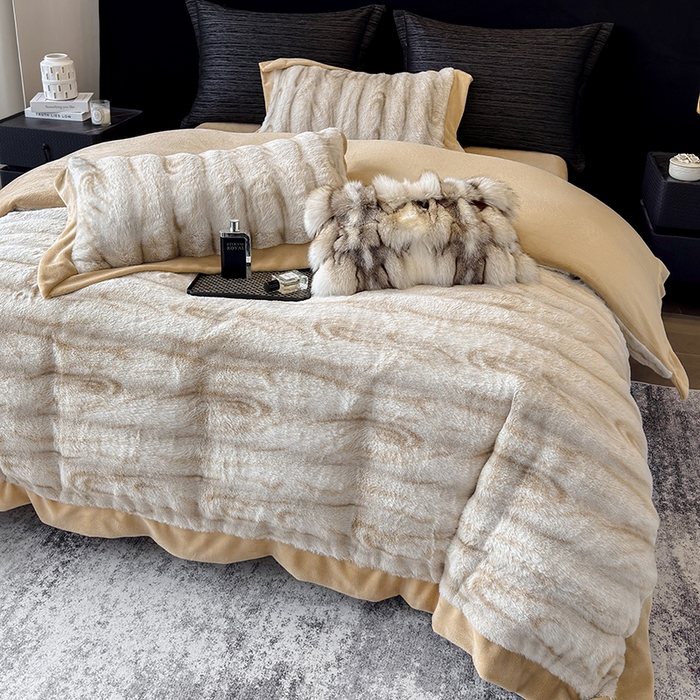 91家纺网 家纺一手货源 找家纺 若未家居 LOVEWE HOUSE 2025新款树纹年轮自然系丹麦貂A版350克B版240克全消光牛奶绒四件套-瓦伦（控价券后不低于358） 瓦伦 浅驼