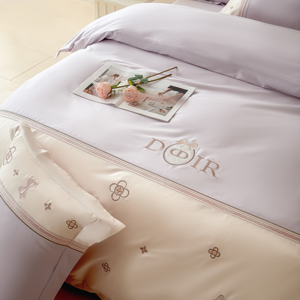 91家纺网 家纺一手货源 找家纺 洺兰家居 2025年新款新疆长绒棉100支刺绣款绣花四件套 戴琳 戴琳-紫