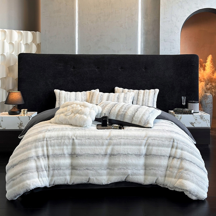 91家纺网 家纺一手货源 找家纺 （总）若未家居 LOVEWE HOUSE 2025新款丹麦貂A版350克B版220克全消光牛奶绒简约高级感皮草绒四件套-龙猫（控价券后不低于298）