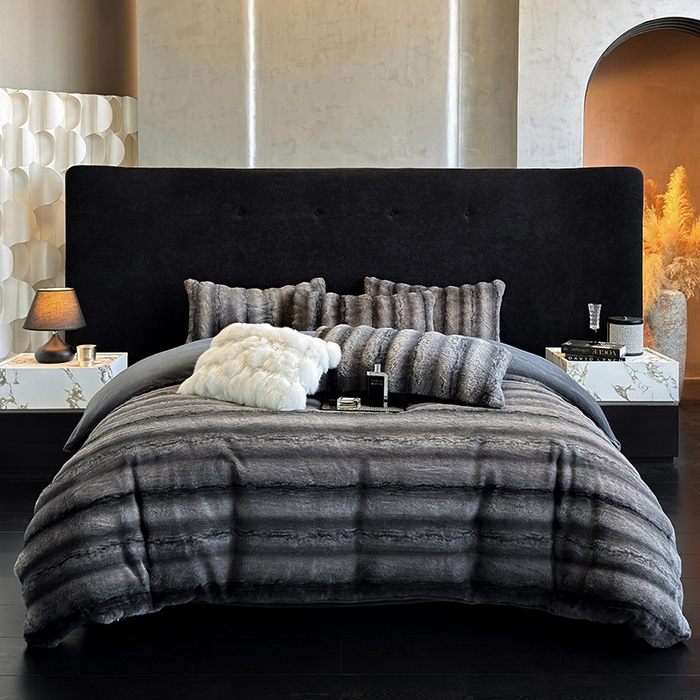 91家纺网 家纺一手货源 找家纺 若未家居 LOVEWE HOUSE 2025新款丹麦貂A版350克B版220克全消光牛奶绒简约高级感皮草绒四件套-龙猫（控价券后不低于298） 龙猫-午夜蓝