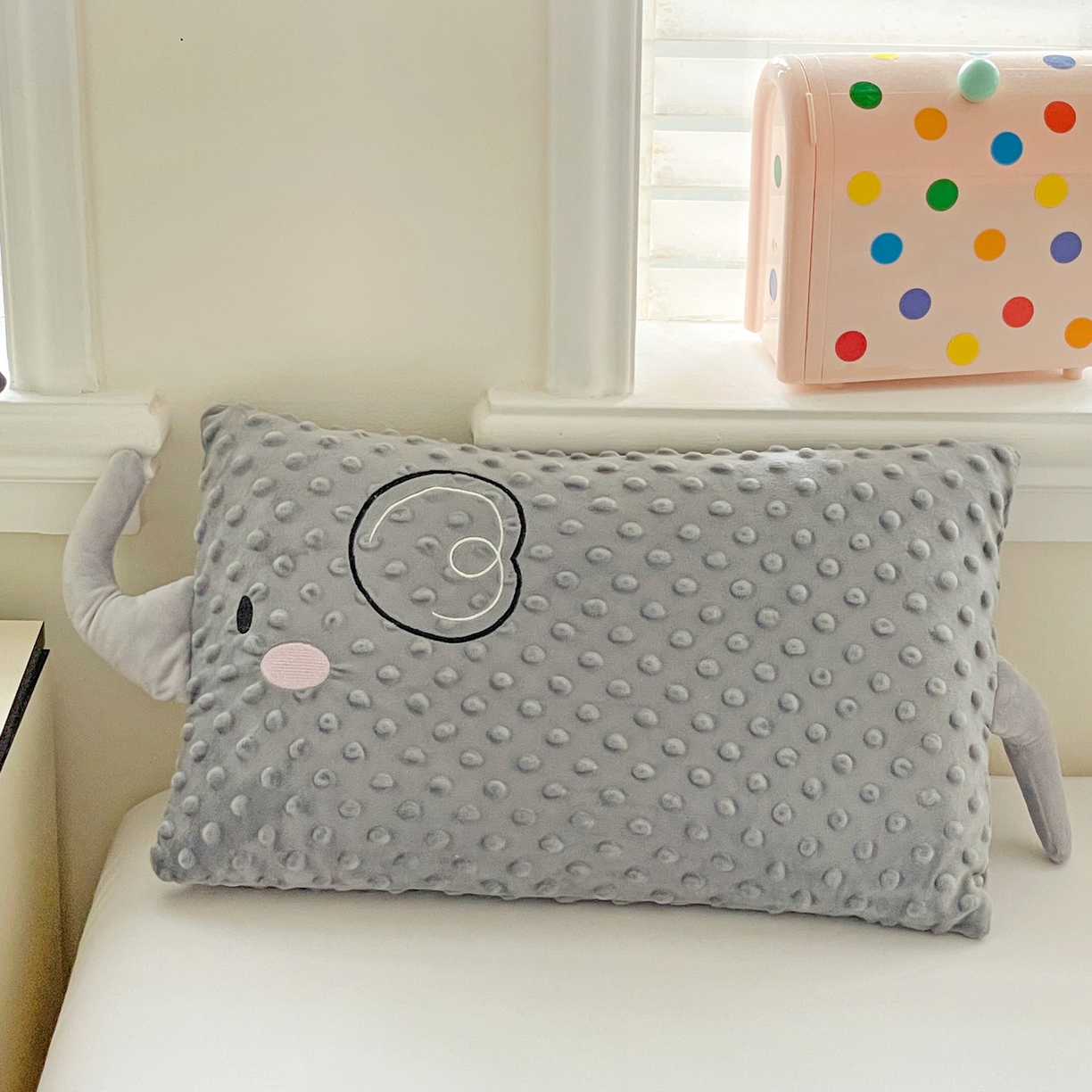 91家纺网 家纺一手货源 找家纺 （总）亦帆枕芯 2025新款小象豆豆绒儿童枕头豆豆绒宝宝安抚枕芯加枕套