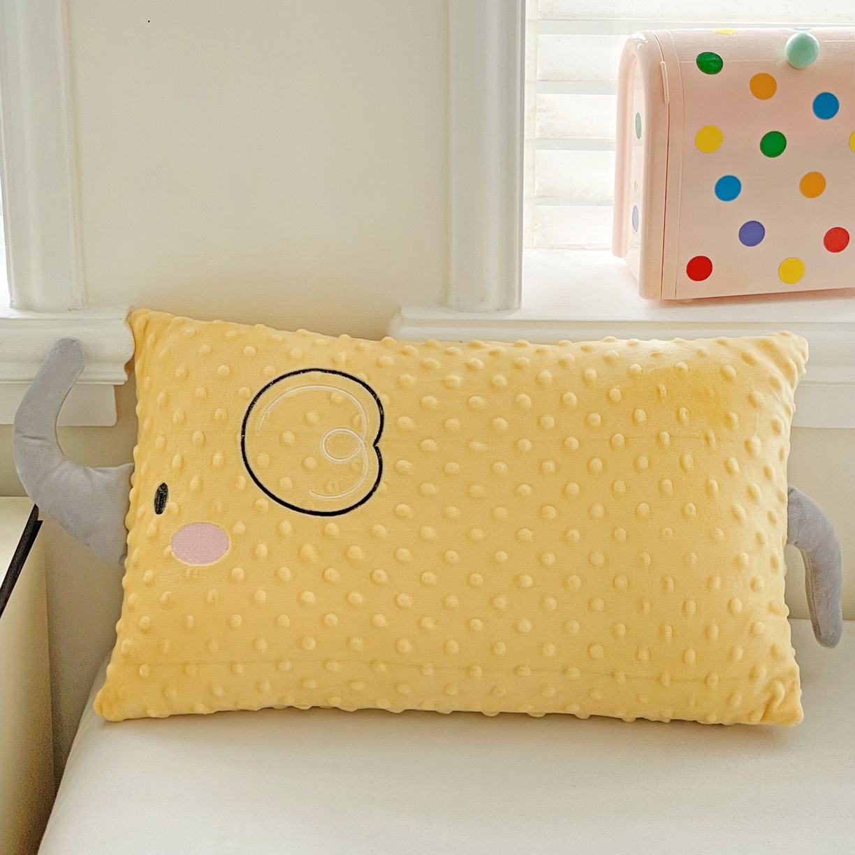 91家纺网 家纺一手货源 找家纺 （总）亦帆枕芯 2025新款小象豆豆绒儿童枕头豆豆绒宝宝安抚枕芯加枕套