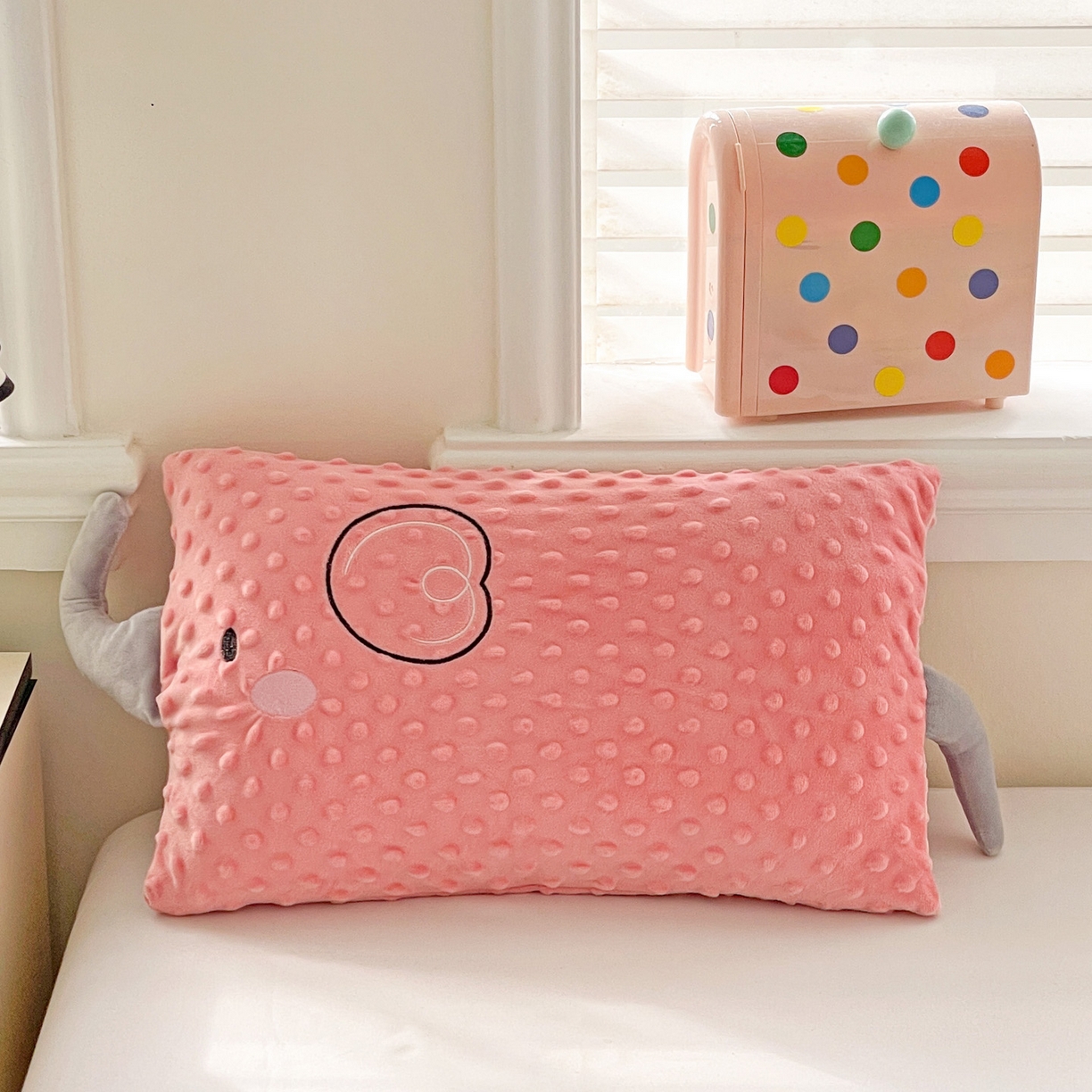 91家纺网 家纺一手货源 找家纺 （总）亦帆枕芯 2025新款小象豆豆绒儿童枕头豆豆绒宝宝安抚枕芯加枕套