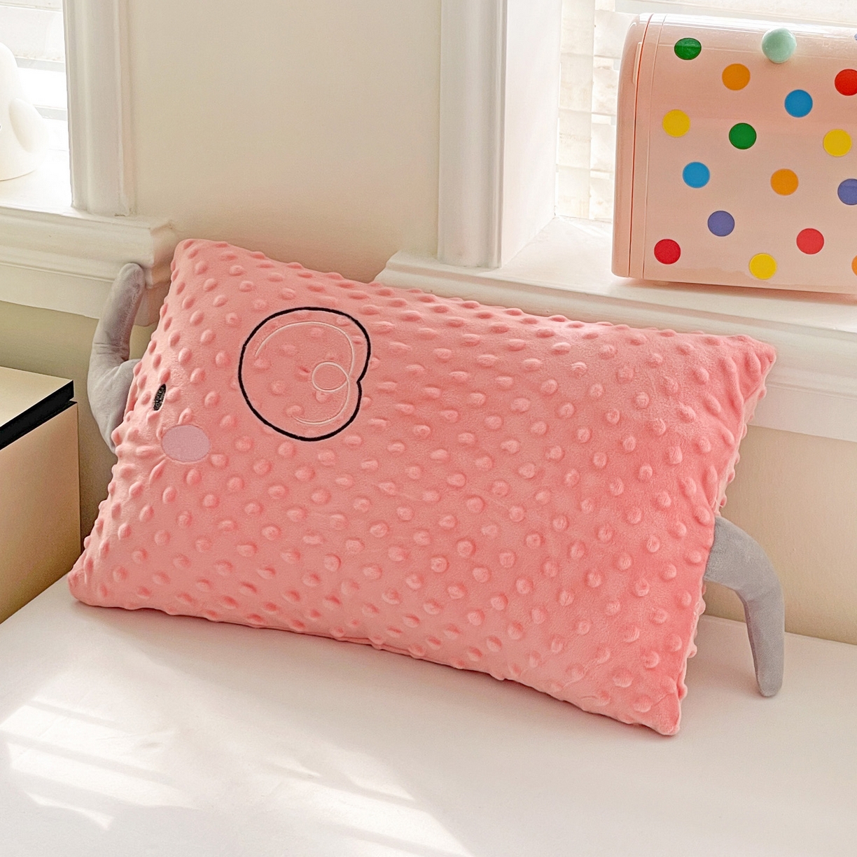 91家纺网 家纺一手货源 找家纺 亦帆枕芯 2025新款小象豆豆绒儿童枕头豆豆绒宝宝安抚枕芯加枕套 粉色-小象豆豆绒