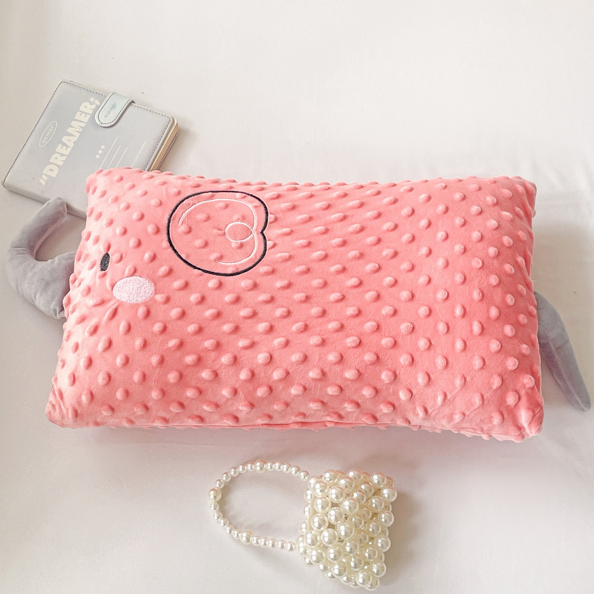 91家纺网 家纺一手货源 找家纺 亦帆枕芯 2025新款小象豆豆绒儿童枕头豆豆绒宝宝安抚枕芯加枕套 粉色-小象豆豆绒