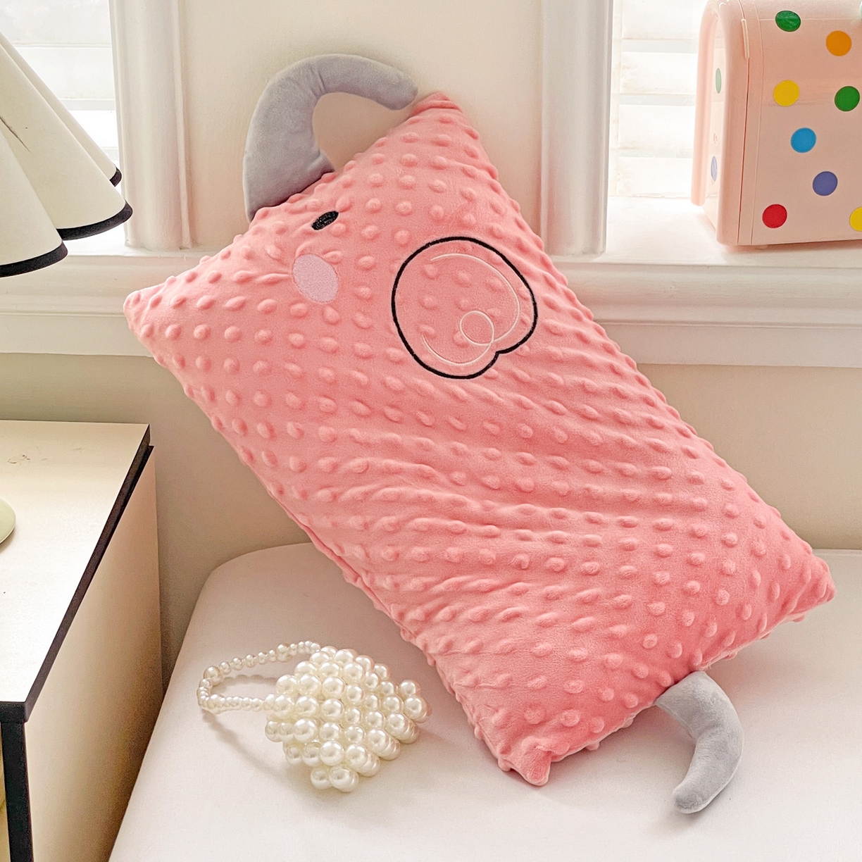 91家纺网 家纺一手货源 找家纺 亦帆枕芯 2025新款小象豆豆绒儿童枕头豆豆绒宝宝安抚枕芯加枕套 粉色-小象豆豆绒