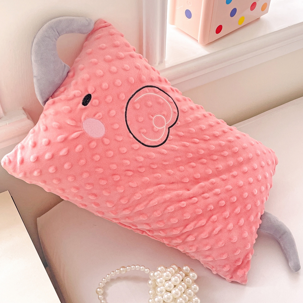 91家纺网 家纺一手货源 找家纺 亦帆枕芯 2025新款小象豆豆绒儿童枕头豆豆绒宝宝安抚枕芯加枕套 粉色-小象豆豆绒