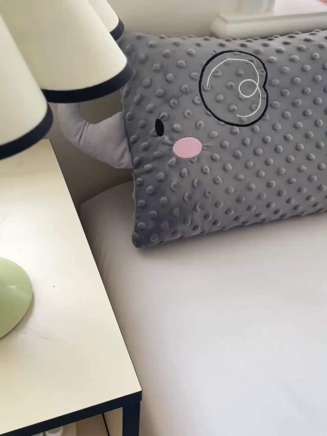 91家纺网 家纺一手货源 找家纺 亦帆枕芯 2025新款小象豆豆绒儿童枕头豆豆绒宝宝安抚枕芯加枕套 灰色-小象豆豆绒