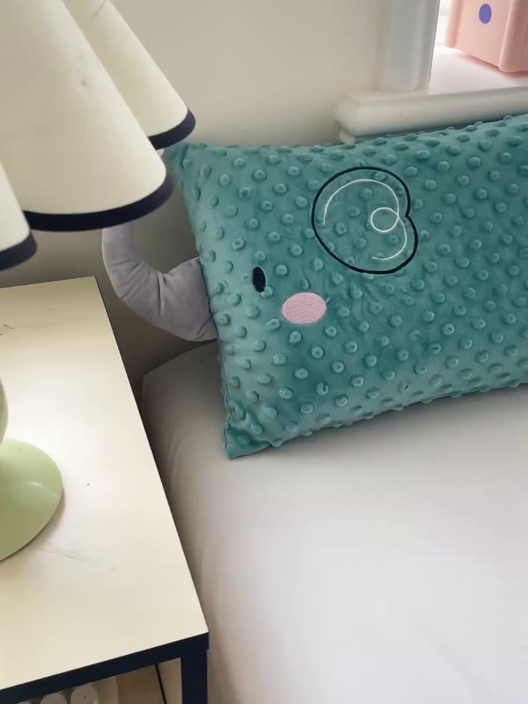 91家纺网 家纺一手货源 找家纺 亦帆枕芯 2025新款小象豆豆绒儿童枕头豆豆绒宝宝安抚枕芯加枕套 绿色-小象豆豆绒