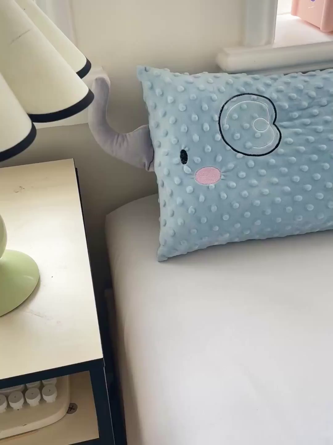 91家纺网 家纺一手货源 找家纺 亦帆枕芯 2025新款小象豆豆绒儿童枕头豆豆绒宝宝安抚枕芯加枕套 蓝色-小象豆豆绒