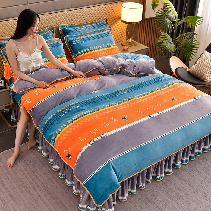 91家纺网 家纺一手货源 找家纺 （总）韩秀家纺 2025新8.5-9.5斤牛奶绒床裙四件套法兰绒加厚抗静电超柔230克加厚