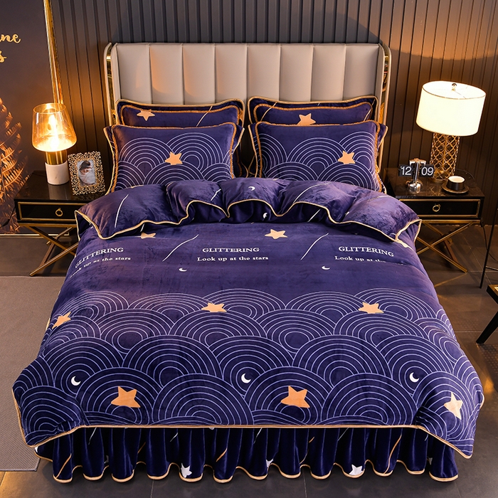 91家纺网 家纺一手货源 找家纺 韩秀家纺 2025新8.5-9.5斤牛奶绒床裙四件套法兰绒加厚抗静电超柔230克加厚 流星花园