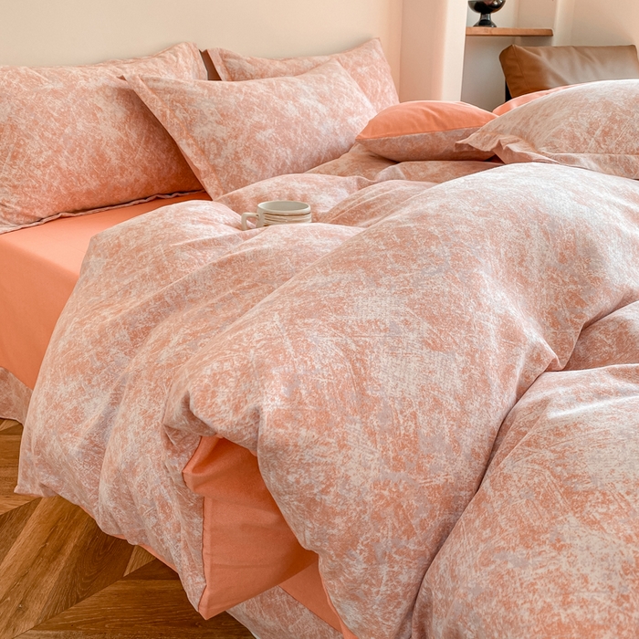 91家纺网 家纺一手货源 找家纺 大吉 2025新款加厚活性喷气磨毛棉四件套被套床单床笠学生单人三件套 印象-粉